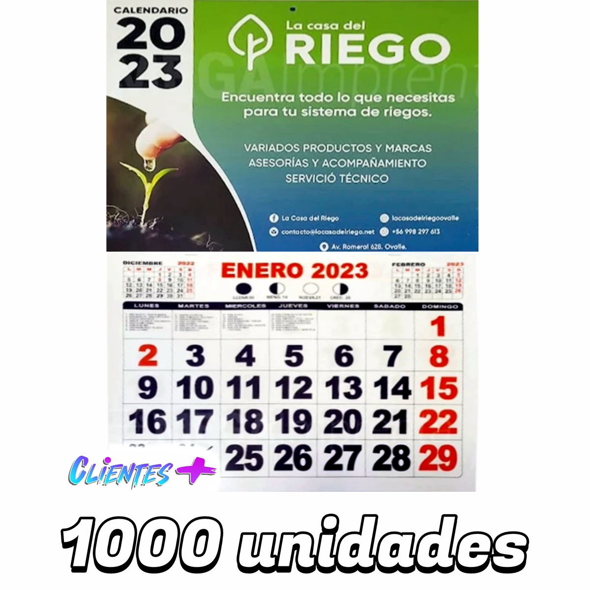 Calendario 1/4 personalizado – 1000 unidades