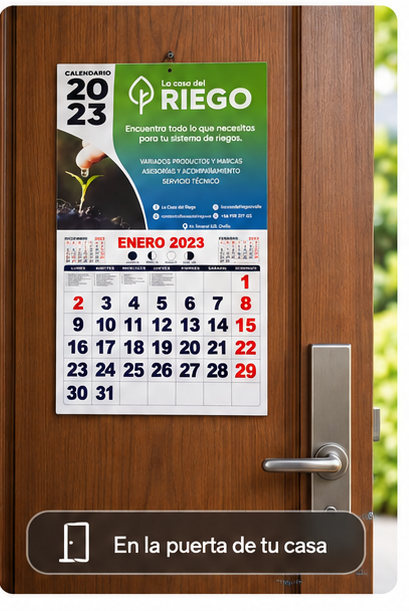 Calendario 1/4 personalizado en la puerta de una casa